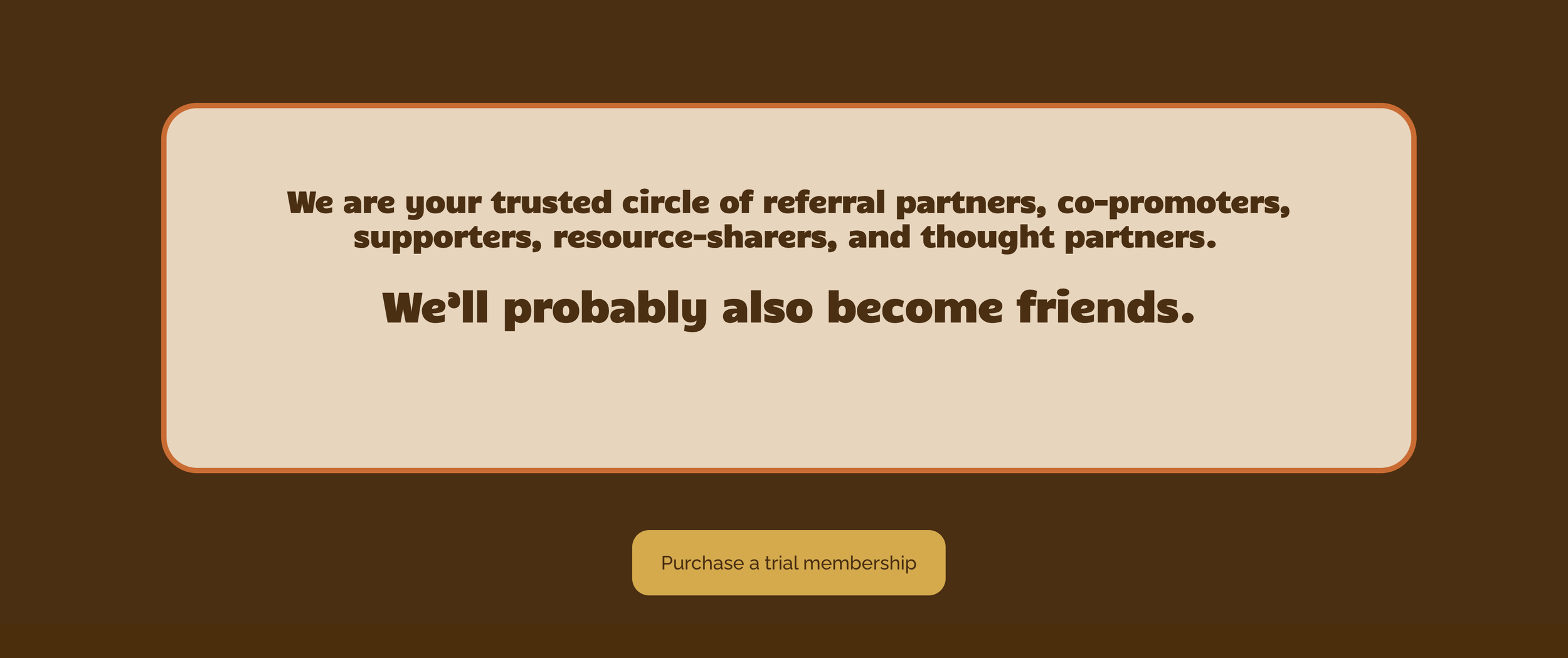 Screenshot of Co-Promotion website showing brown as the main character with the mustard yellow as a supporting character and it still passes color contrast standards.