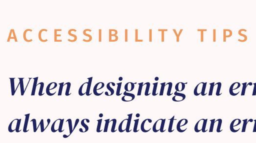 Orange "ACCESSIBILITY TIPS" heading on a light pink background, failing WCAG color contrast standards.