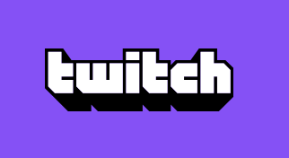 The Twitch logo in solid black and white block letters on the brand's signature bright purple background.
