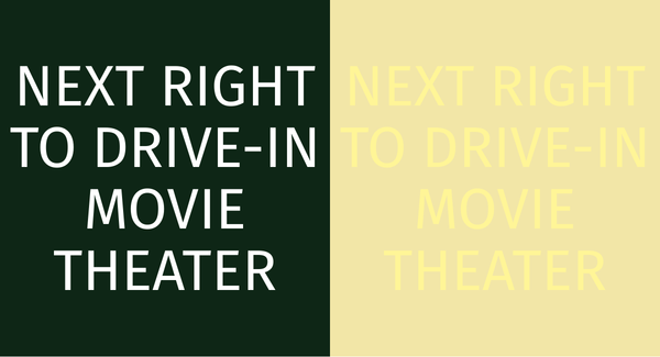 This is an example of accessible versus inaccessible color contrast. Split image showing strong color contrast with white text on dark green versus low contrast pale yellow on light yellow background.