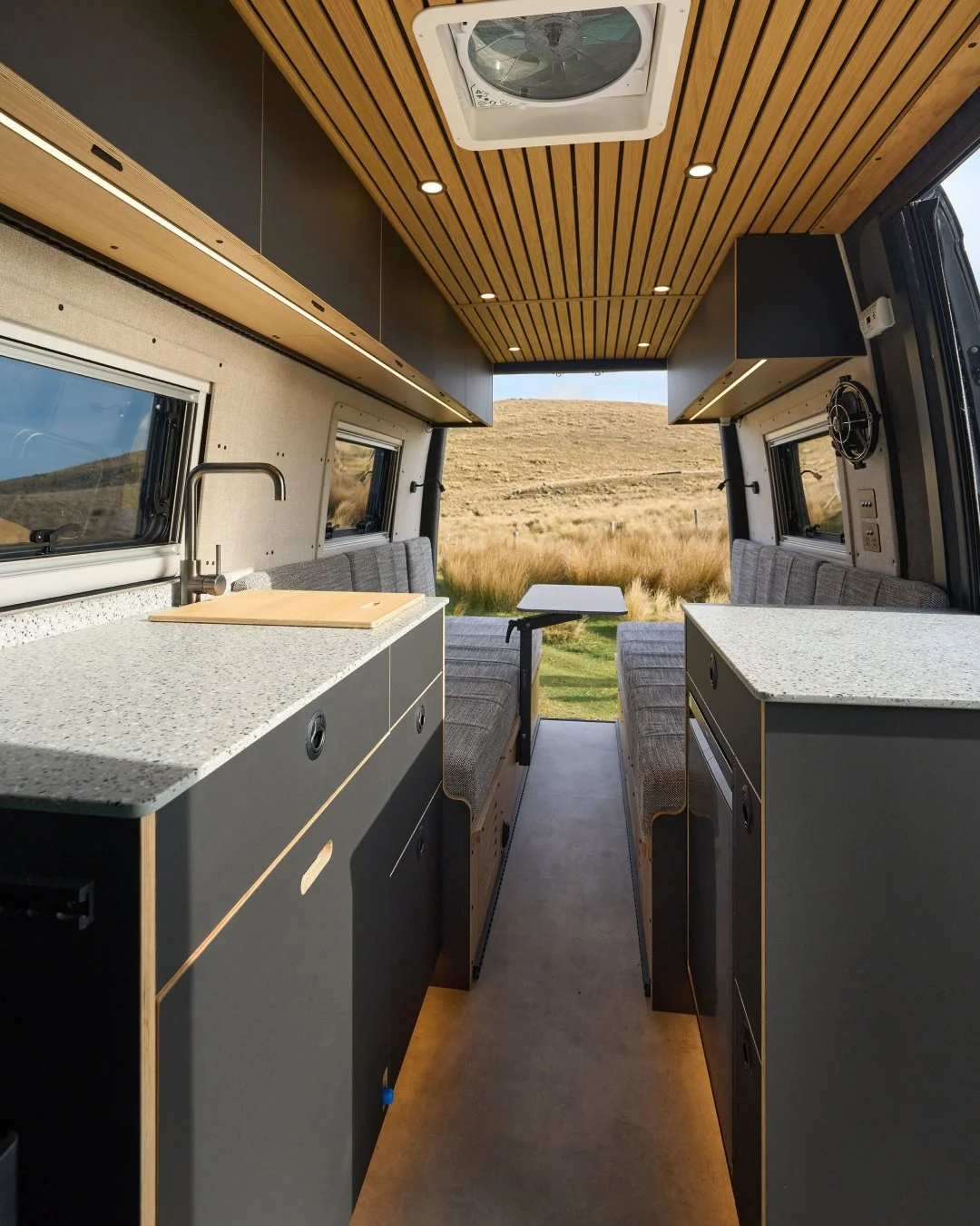 The secret to a luxury van conversion that actually stays organised? Hiding it all.

To maximise every corner of internal living space and storage in this Sprinter, we thought outside the box&mdash;literally. Instead of losing valuable internal cupbo