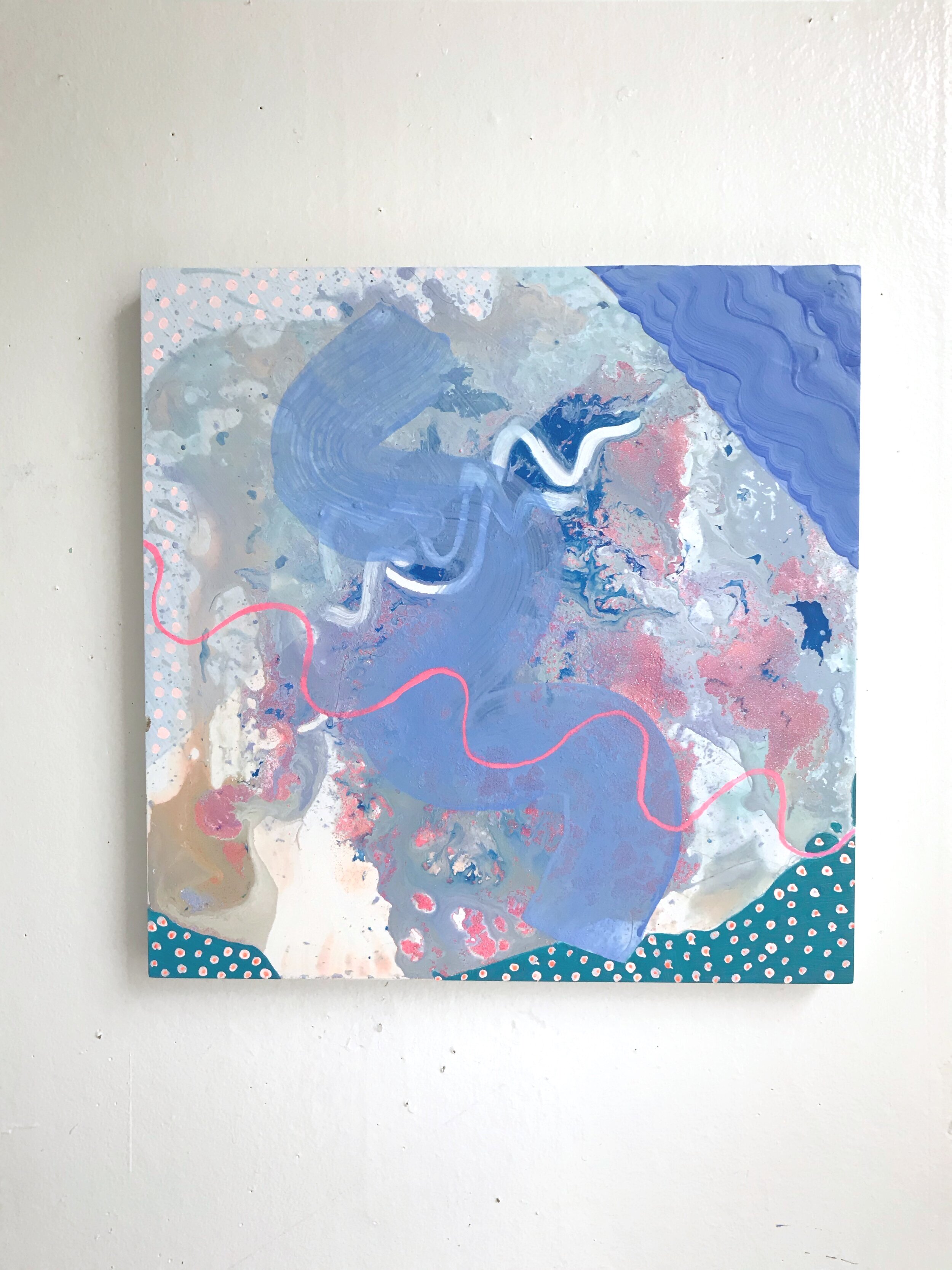Acrylic, gouache and glitter on panel12”x12”