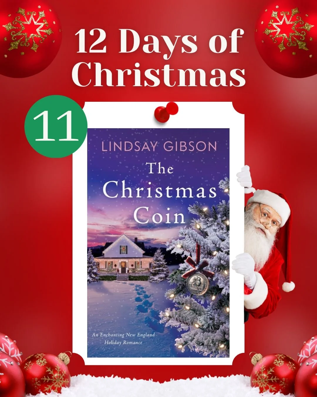On the 11th day of Christmas, we&rsquo;re cozying up with The Christmas Coin by @authorlindsaygibson! 

A heartwarming New England holiday romance filled with love, second chances, and a touch of Christmas magic. ❄️💖

#christmascountdown #christmasr