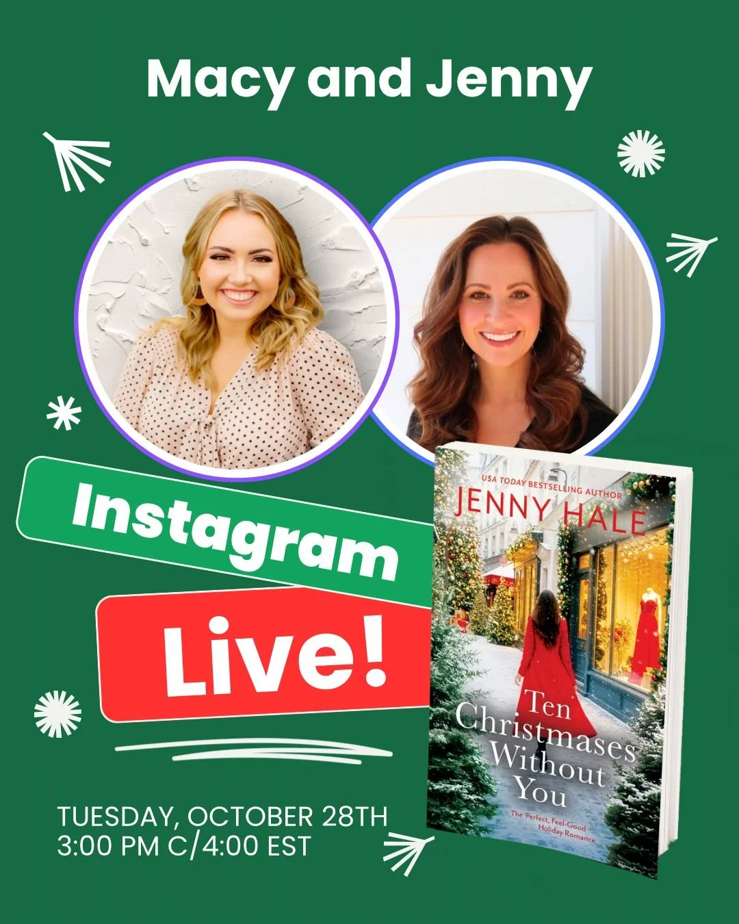 Grab a cozy blanket and a cup of cocoa&hellip; it&rsquo;s interview time! 

We&rsquo;re sitting down with Jenny Hale to chat all about her heartwarming new release, Ten Christmases Without You. 

Don&rsquo;t miss this peek behind the pages! Meet us b