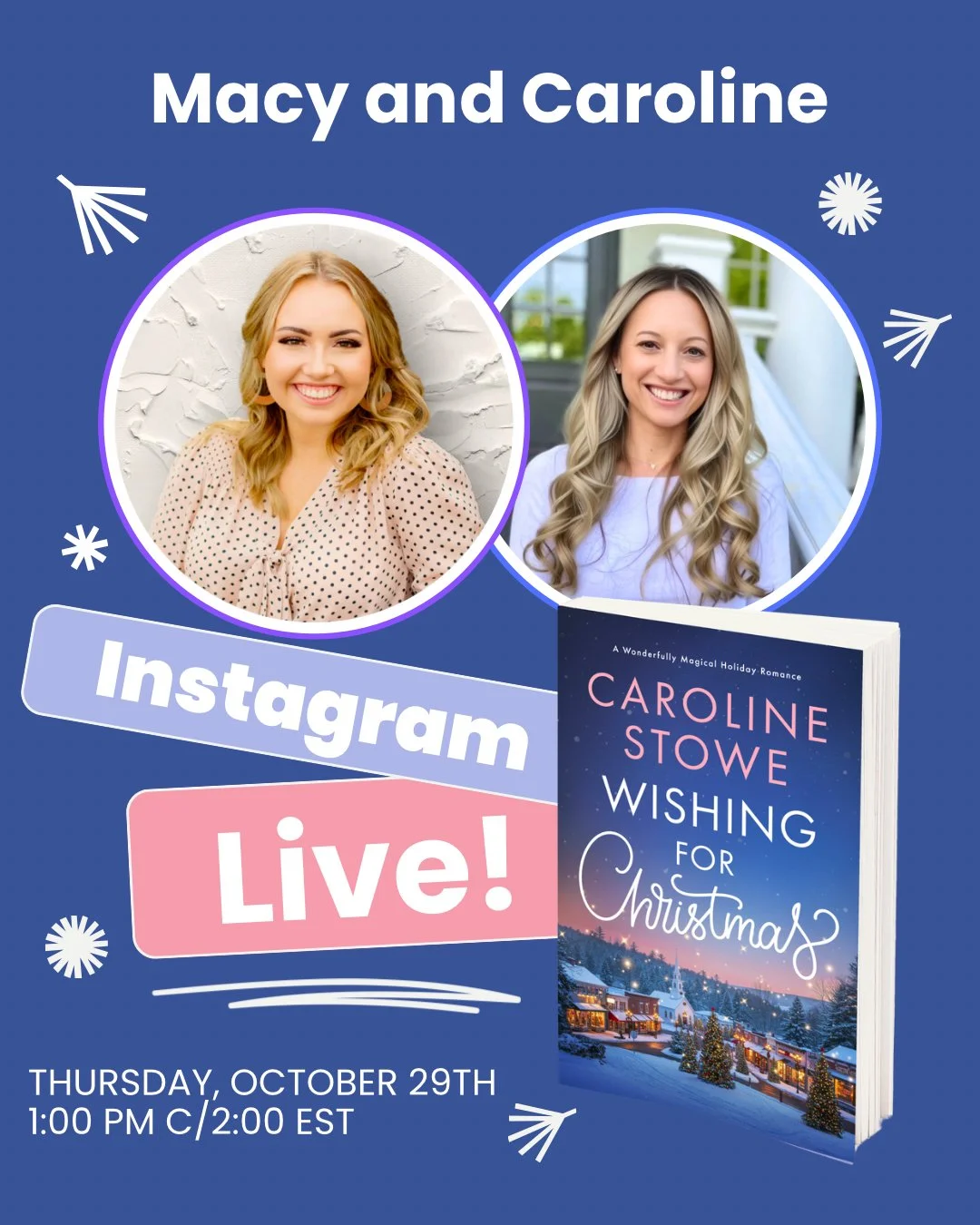 Another interview coming soon!

We&rsquo;ll be chatting with @author_carolinestowe about her heart-tugging military holiday romance, Wishing for Christmas. 
Meet us on Instagram tomorrow for all the festive feels, behind-the-scenes inspiration, and a