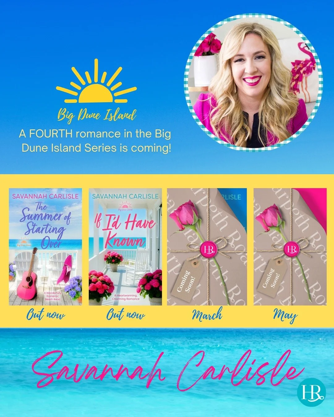 We're bringing a whole lotta sunshine your way today with a very beachy announcement! Book FOUR in @savvycarlisle's Big Dune Island series is on the way! Book three, Where We Belong, is coming out in March and The Stories We Tell will follow in May! 