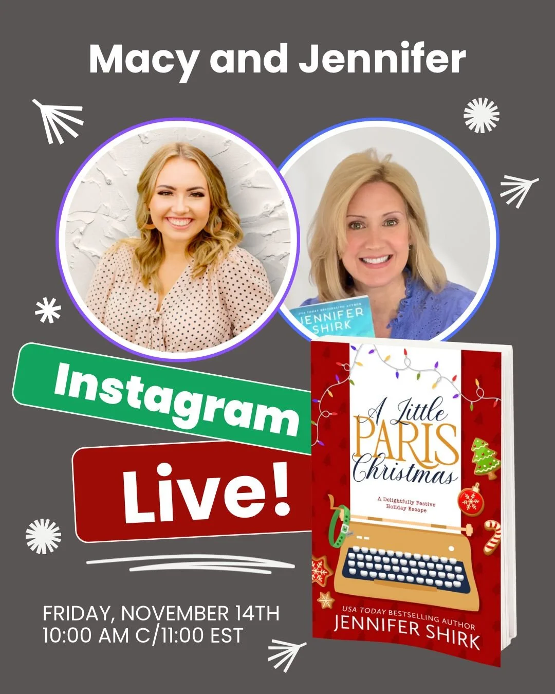 Bonjour! We&rsquo;re heading to Paris for the holidays - at least in spirit! ✨🎄

Our upcoming interview with @jennifershirkauthor dives into her charming new romance, A Little Paris Christmas. Stay tuned for festive fun, Parisian-themed magic, and a