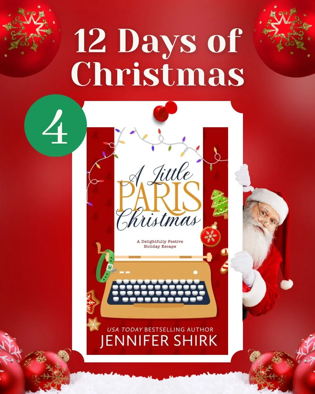 On the 4th day of Christmas, we&rsquo;re jumping into to A Little Paris Christmas by @jennifershirkauthor! 🎁

A charming small-town holiday romance set in Paris, Pennsylvania&hellip; full of sweetness, surprises, and festive cheer. ❤️✨

#12daysofchr