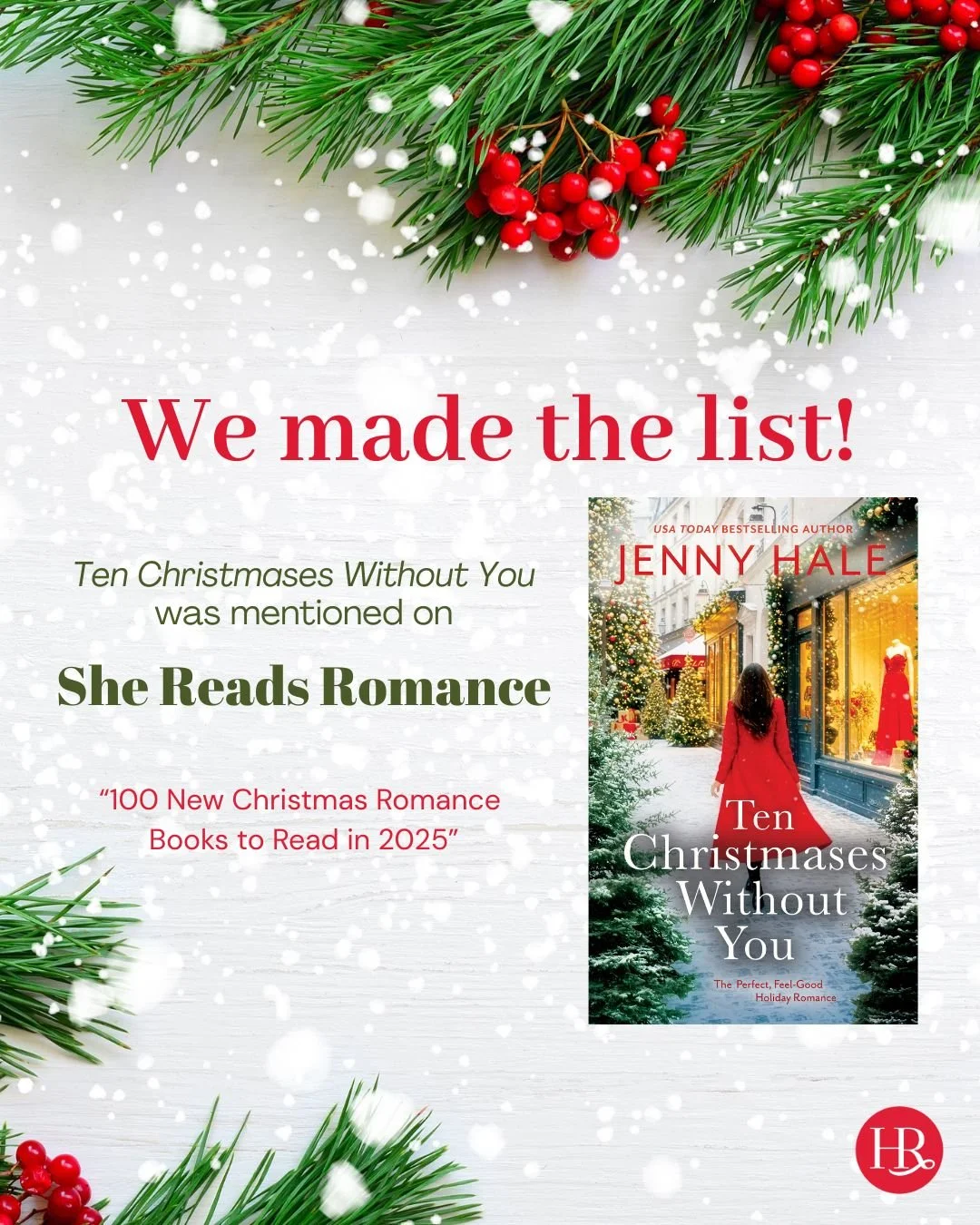Big news! ✨ 

Ten Christmases Without You by @jhaleauthor just made She Reads Romance&rsquo;s list of &ldquo;100 New Christmas Romance Books to Read in 2025&rdquo;! 🎄📚 

We&rsquo;re so excited to see this heartwarming holiday story getting all the 