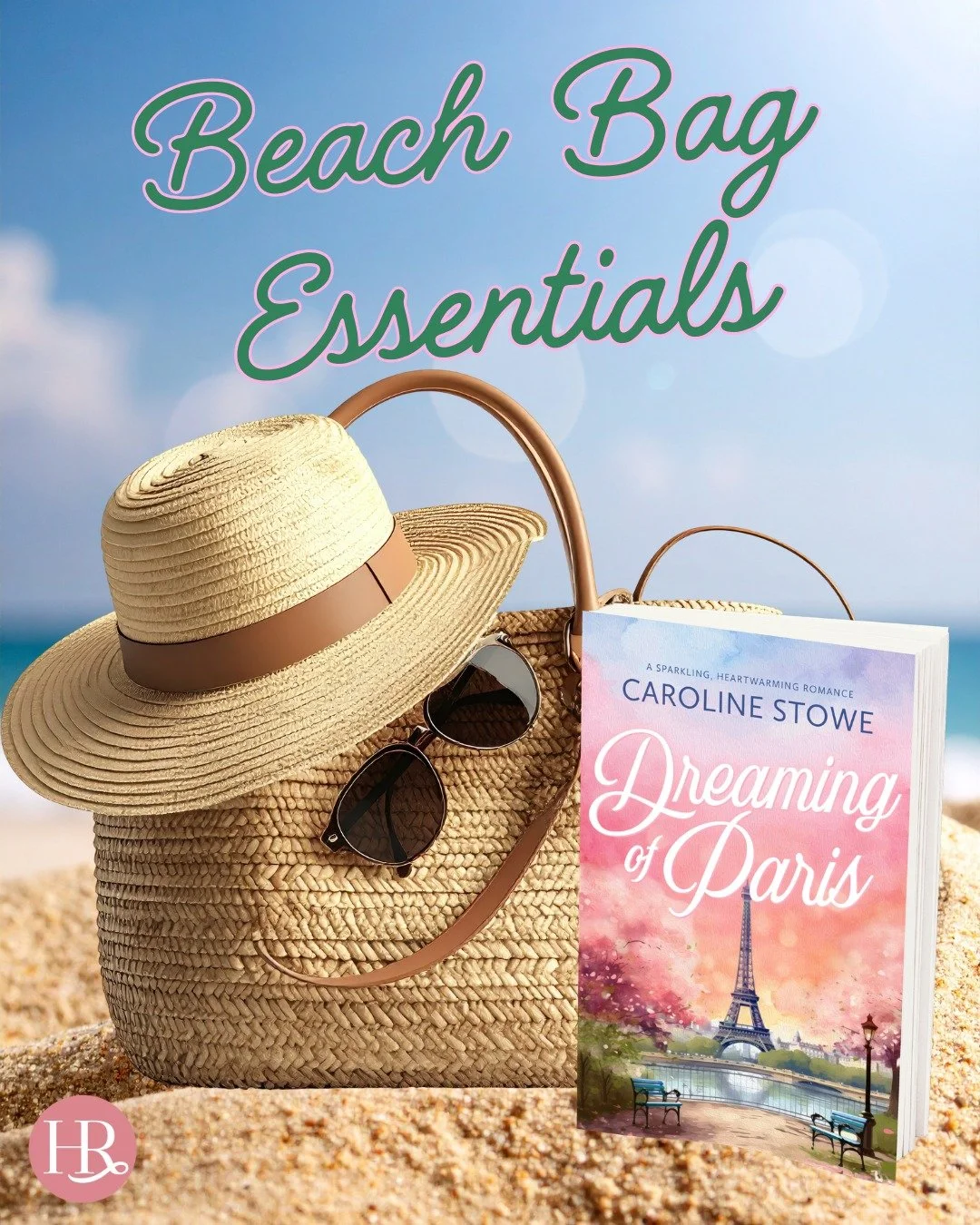 Beach read season is almost upon us, and we&rsquo;re busy packing our beach bags! This wicker one is stuffed full with a brimmed hat, a pair of sunglasses, and a copy of Dreaming of Paris by @author_carolinestowe. It&rsquo;ll make for the perfect bea