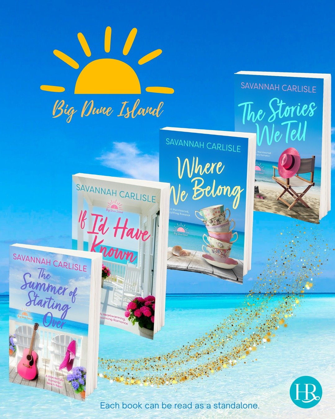 Ready for a summer vacation? Take a trip to Big Dune Island! 🏝️

There are four romance books in the series by @savvycarlisle: 

🎸The Summer of Starting Over 
🌸If I&rsquo;d Have Known 
☕️Where We Belong 
🎬The Stories We Tell 

These can each be r