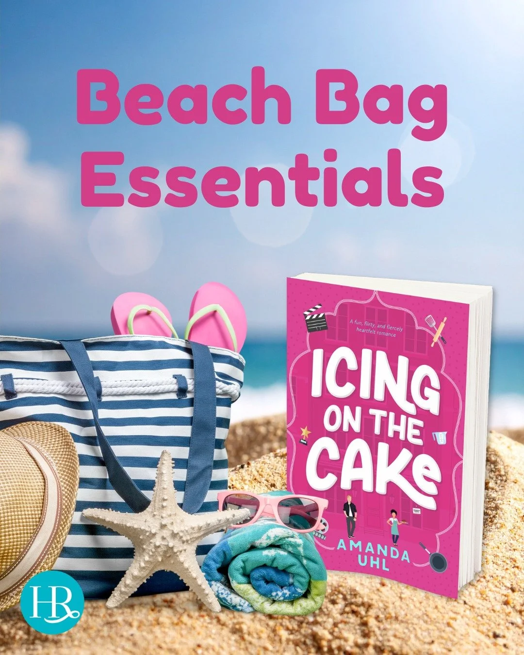 Nothing&rsquo;s sweeter than heading to the beach with a good book! Inside our striped beach bag is a copy of Icing on the Cake by @amandauhlauthor, some pink flip-flops and shades, and a beach towel. What are your beach bag essentials? 

Shop now at