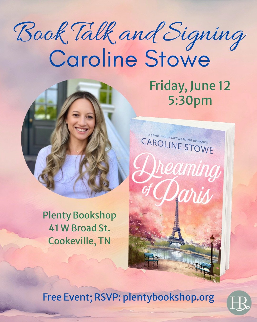 Plenty Bookshop is where dreams come true! 💗

@author_carolinestowe will be doing a book talk and signing for her latest book, Dreaming of Paris, on Friday, June 12, at 5:30 pm. It&rsquo;ll be at Plenty Bookshop in Cookeville, Tennessee, so if you&r