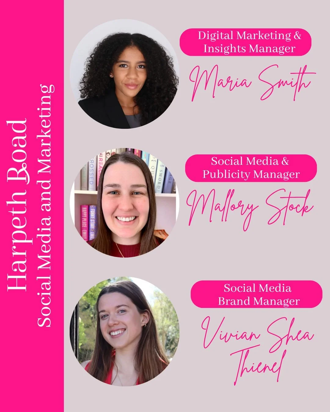 BIGGG news! 🎉

We&rsquo;re so excited to welcome Maria Smith to the Harpeth Road team! She&rsquo;s one of three new members of HR&rsquo;s social media and marketing crew &ndash; each bringing fresh creativity, strategy, and a deep love for romance s