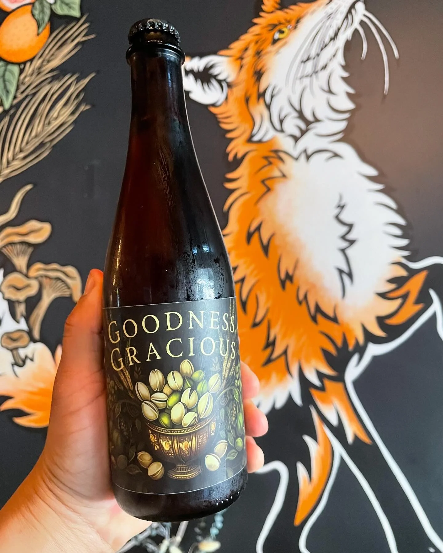 Goodness Gracious! Golden Stout with Pistachio Flour, Green Cardamom &amp; Ugandan Vanilla Beans, 5.7% 

Goodness Gracious is the next beer in our Stout Series where we explore concepts of color &amp; flavor through the lens of Stout varieties. 

Our