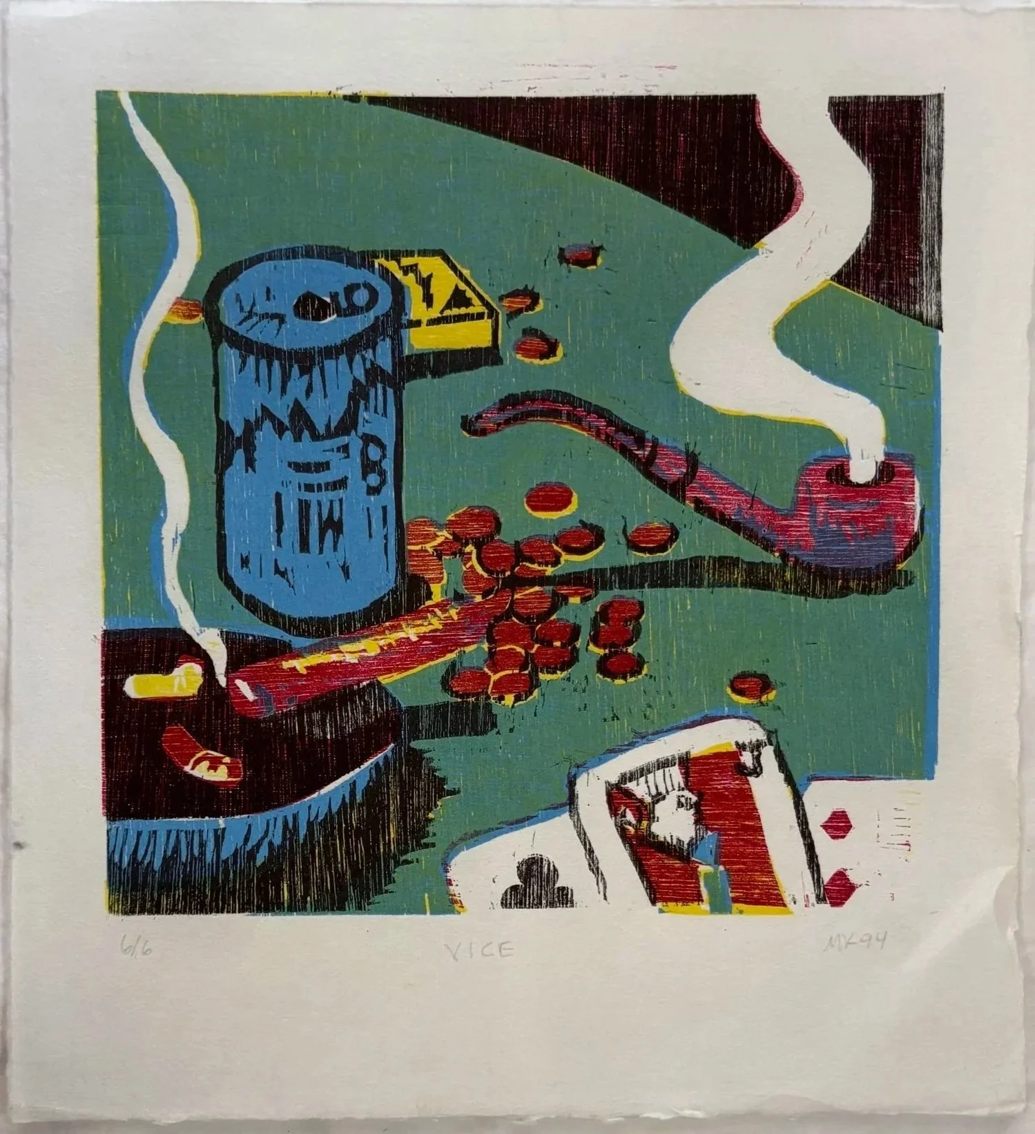 Vice - 1994 - Woodcut - 13" x 12"