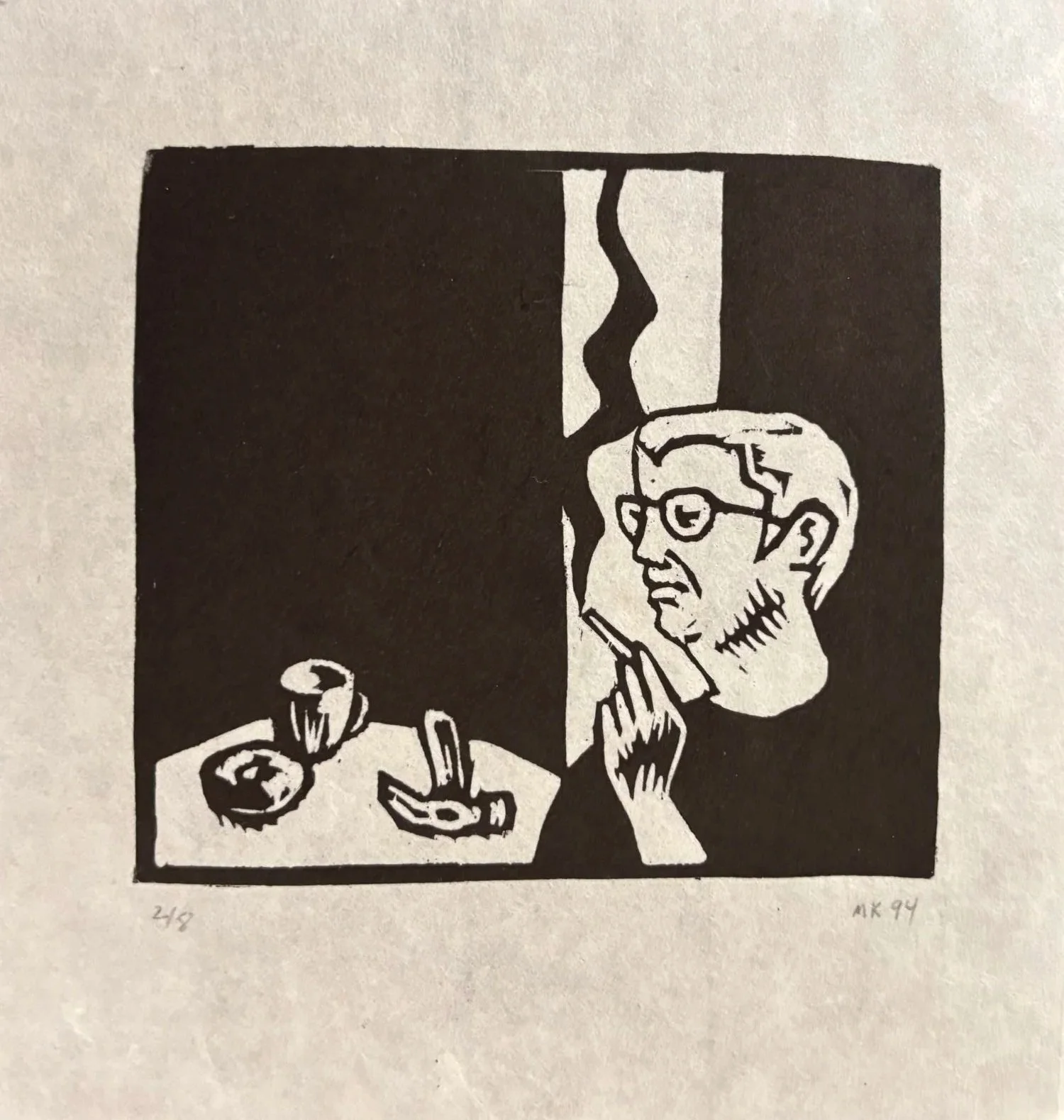 Bob - 1994 - Woodcut - 7" x 6.5"