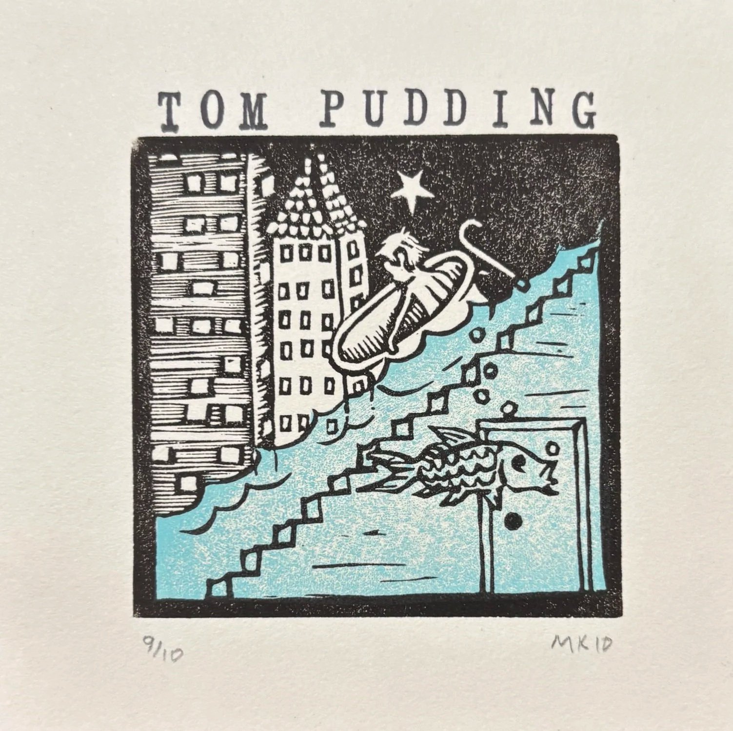 Tom Pudding - 2009 - Linocut - 5" x 5"
