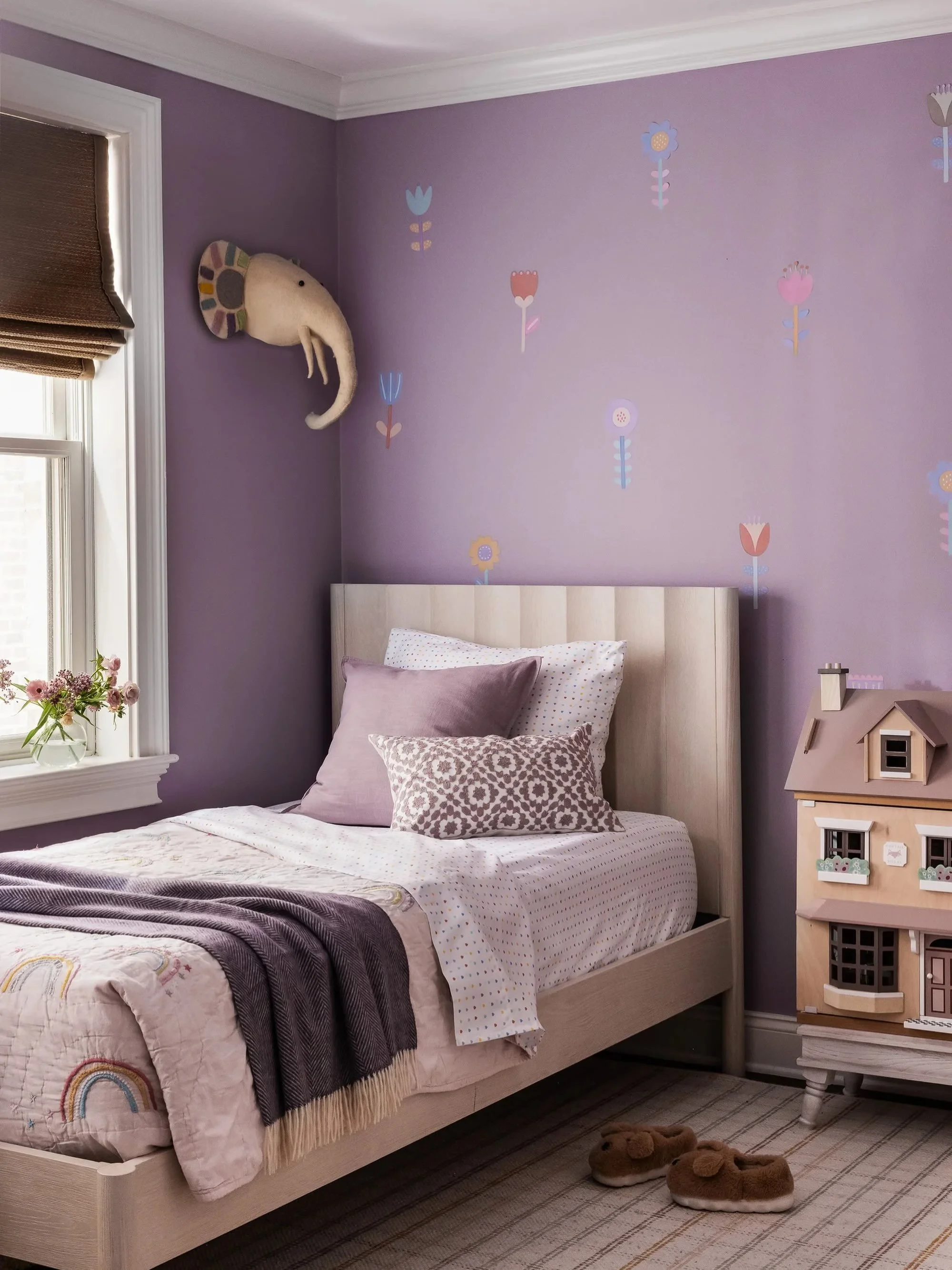 Should we talk about the elephant in the room?

Love how this little girl&rsquo;s bedroom turned out! The building next door blocks most of the sunlight before it reaches her soon. So my clients and I landed on a deeper shade of purple to lean into m