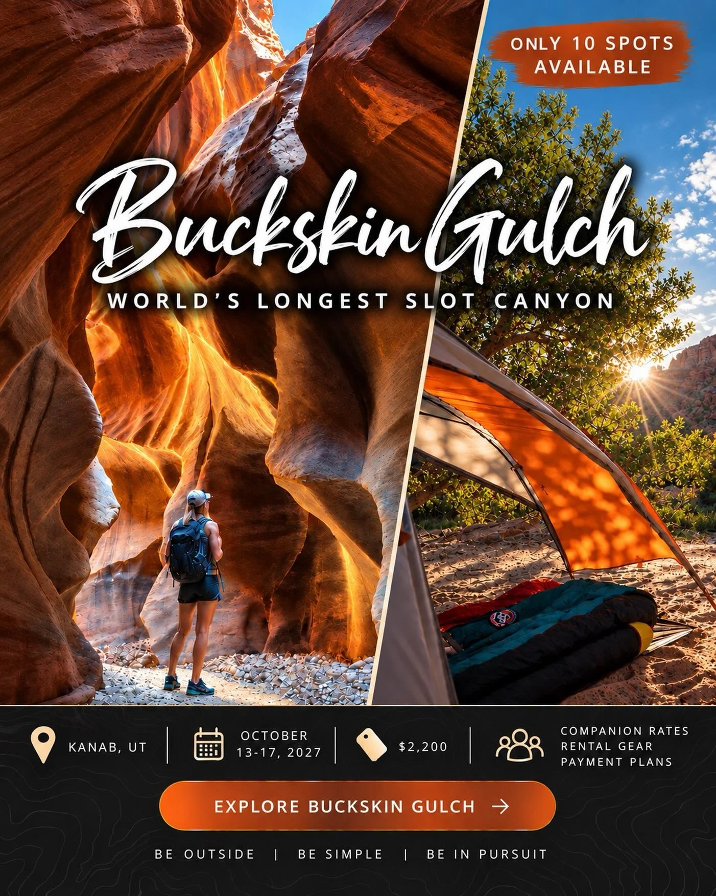 ‼️We&rsquo;ve moved Buckskin Gulch to October 2027‼️

So join Belay in the WORLD&rsquo;S LONGEST SLOT CANYON then 🥰

Link in bio!

#beoutside 
#besimple
#beinpursuit 
#beyoubetter
#be