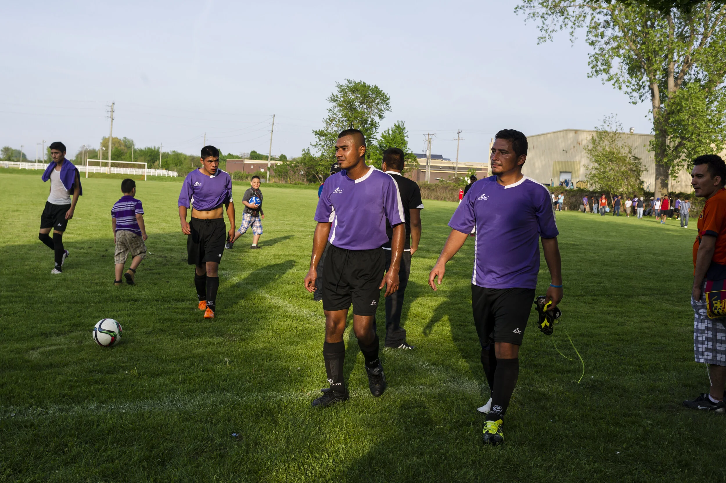  Temporary workers from Guatemala play in a soccer  tournament on their day off, in Leamington, Ont., on  May 17, 2015. 