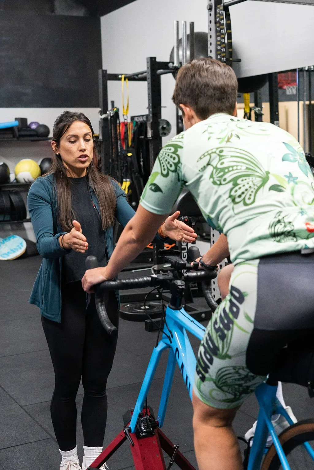 Road cyclist getting bike fit at Athletic Edge PT in San Diego