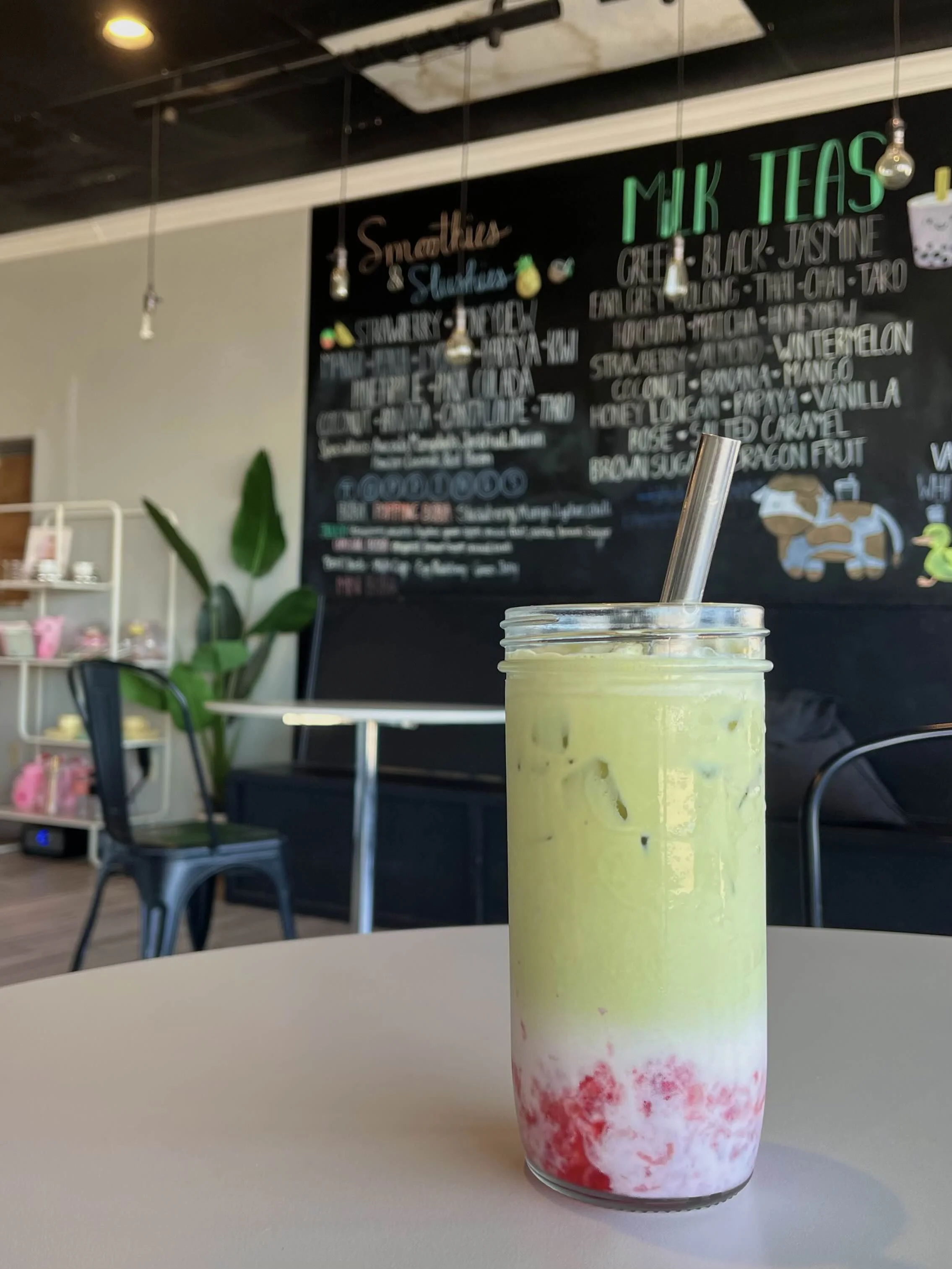 Strawberry matcha milk tea