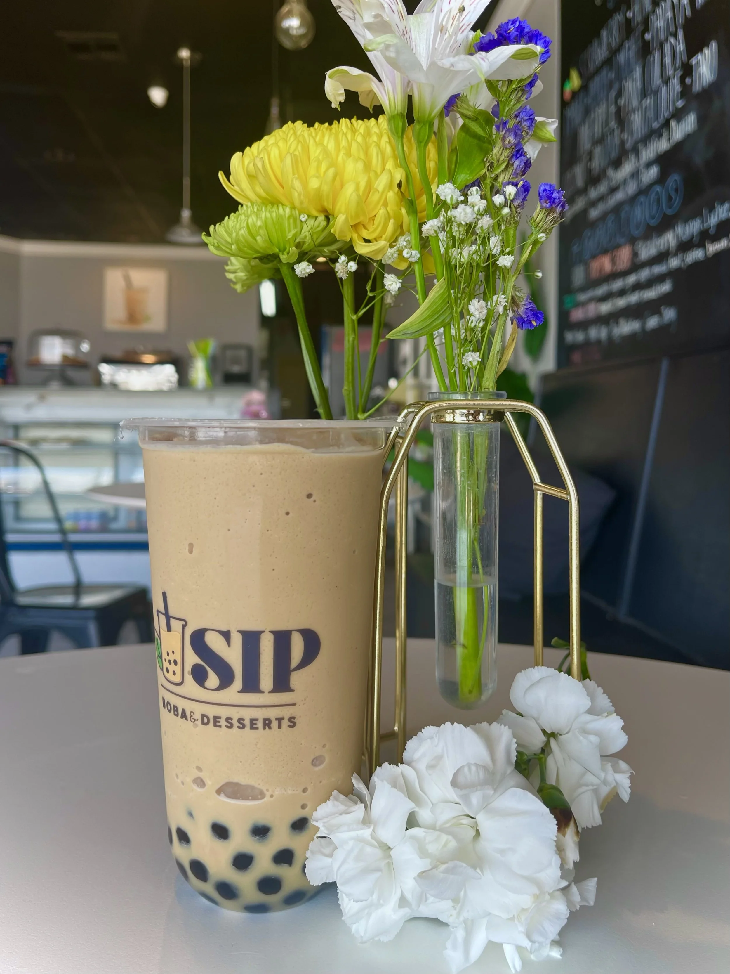 Sip Boba and Desserts hazelnut frappe with boba 
