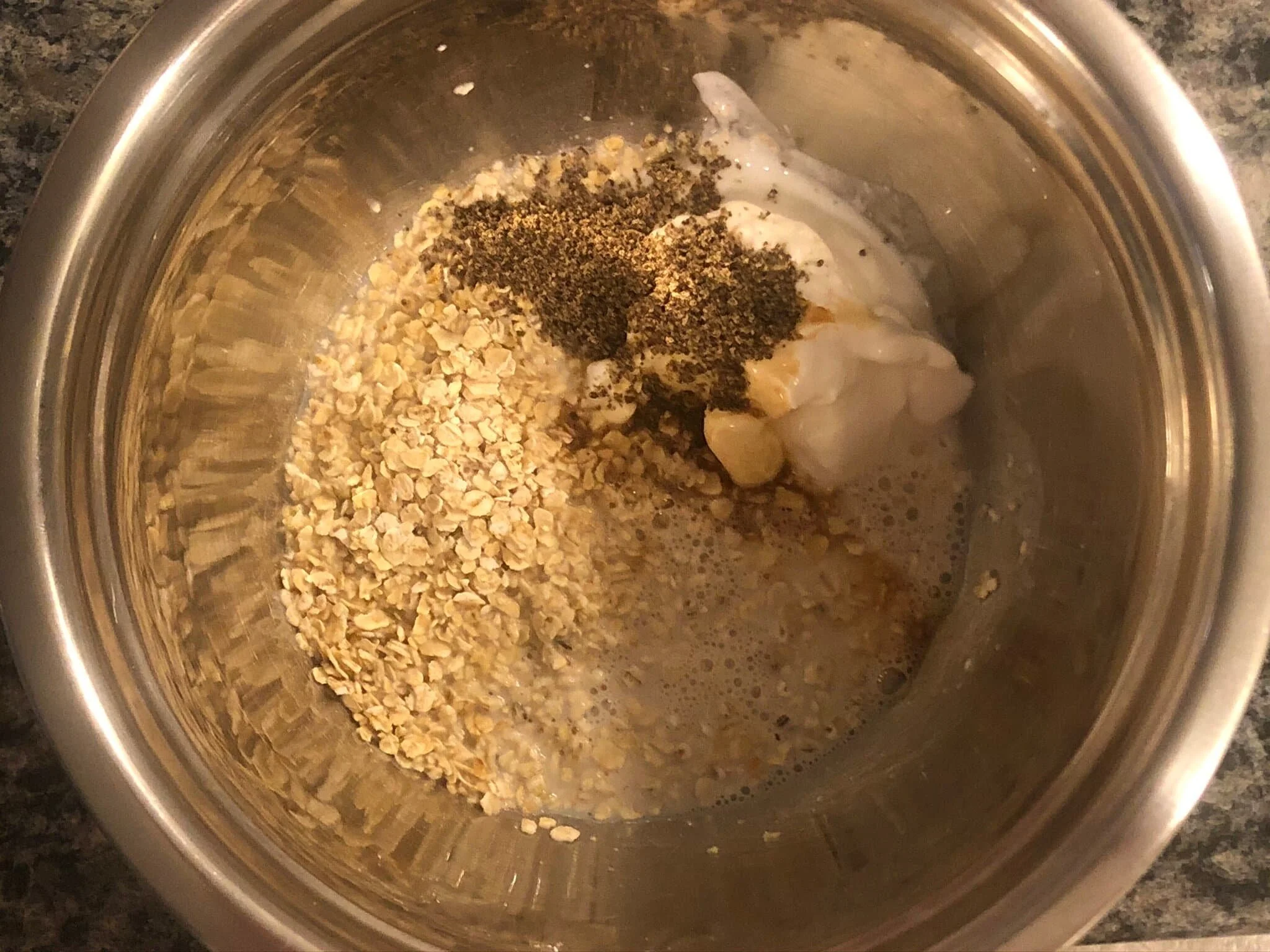 ingredients for mango overnight oats in bowl