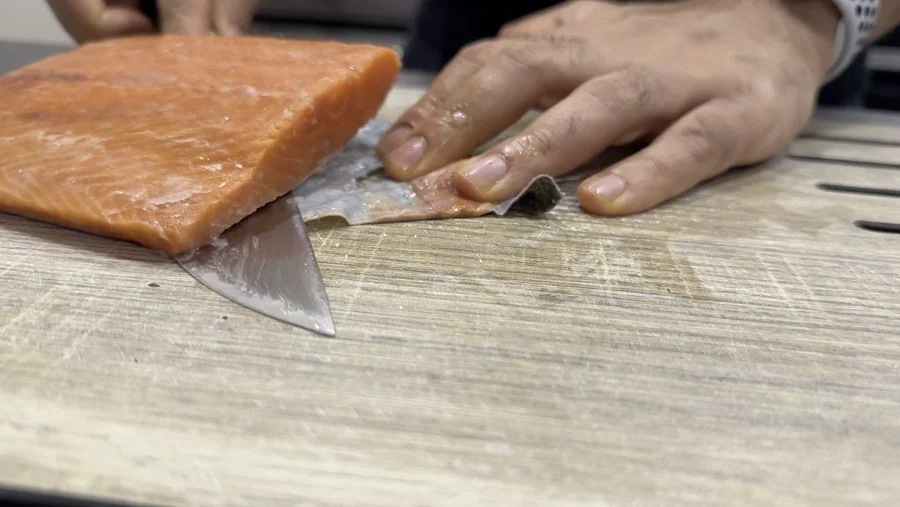 removing salmon skin from salmon