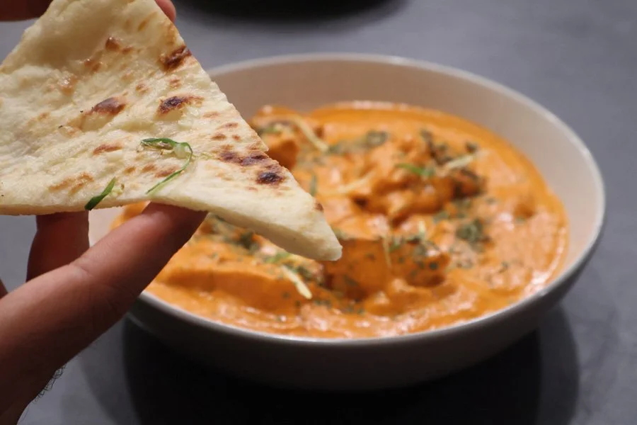 tandoori naan with butter chicken
