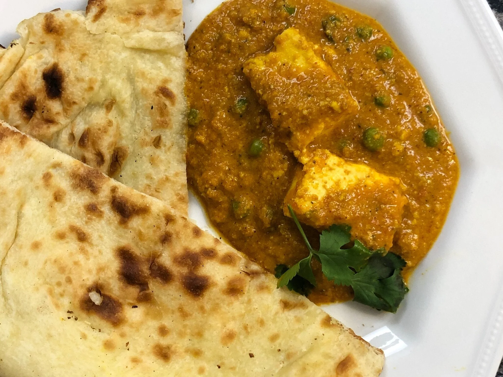matar paneer with naan