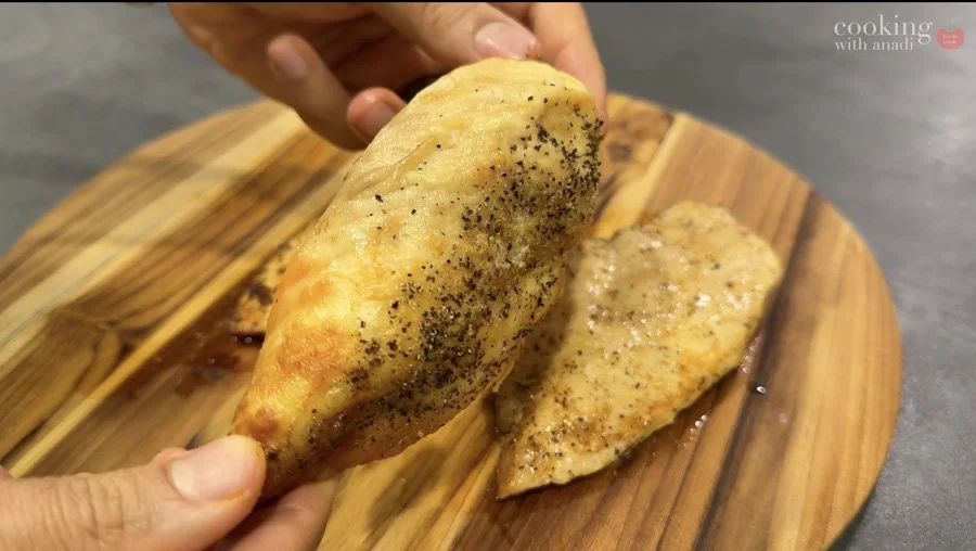 holding overcooked chicken breast
