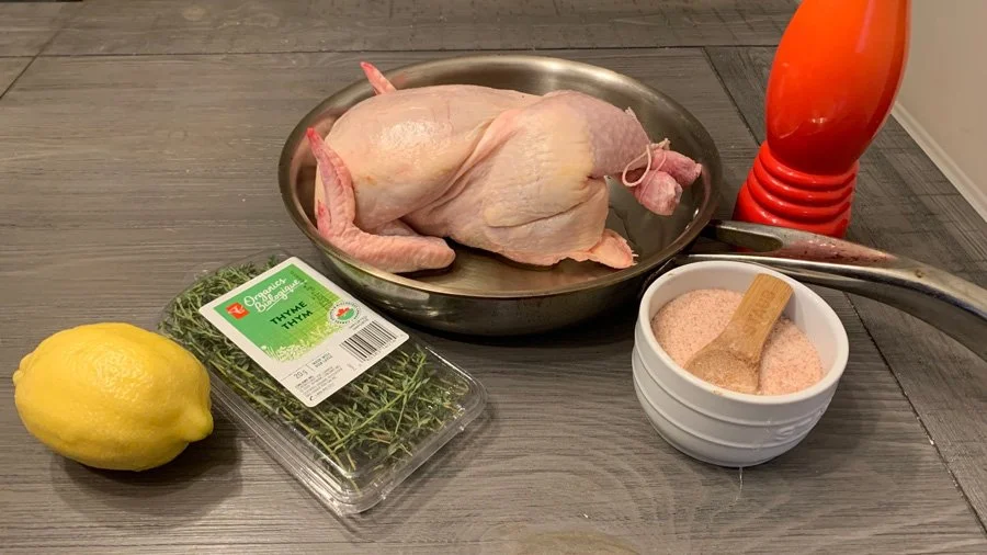 ingredients for roast chicken with lemon and herbs