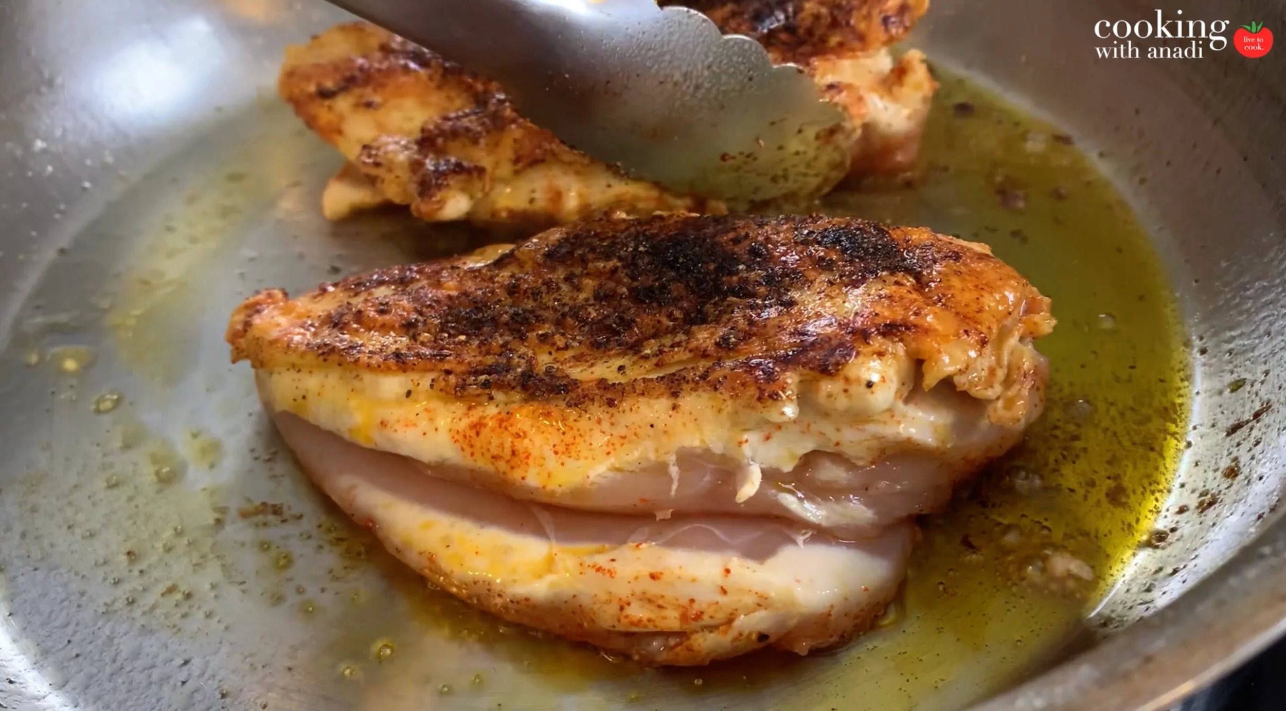 cooking chicken breast in pan