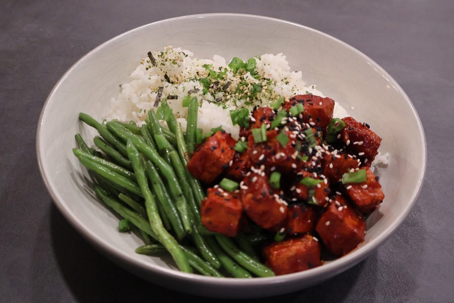 bowl of air fryer korean tofu