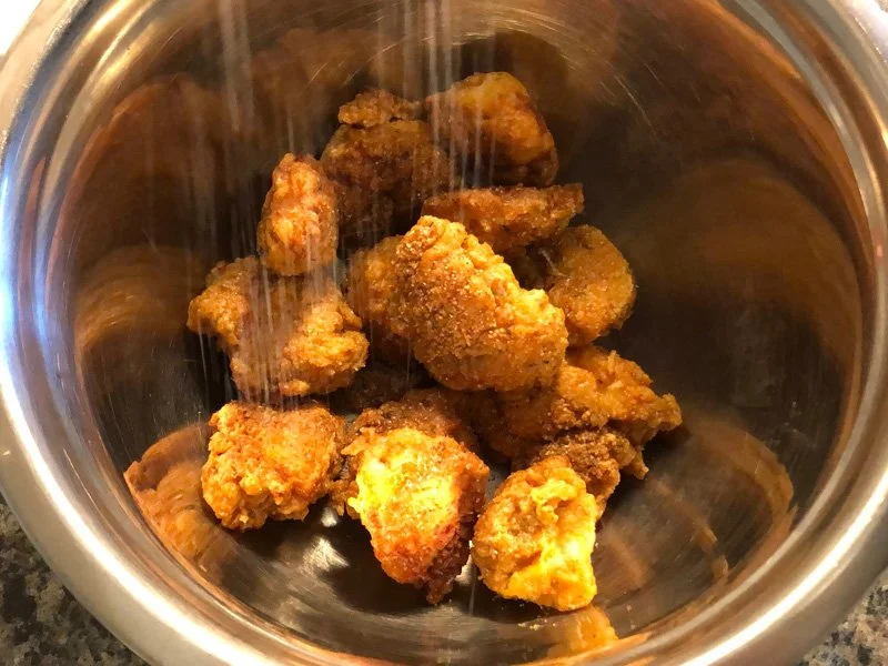 seasoning crispy chicken and shrimp