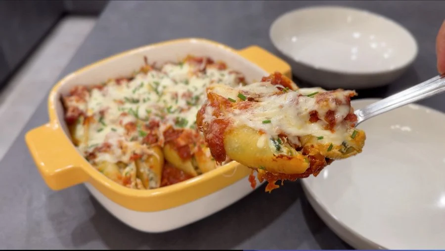 Cheesy Jumbo Stuffed Shells with Amatriciana Sauce
