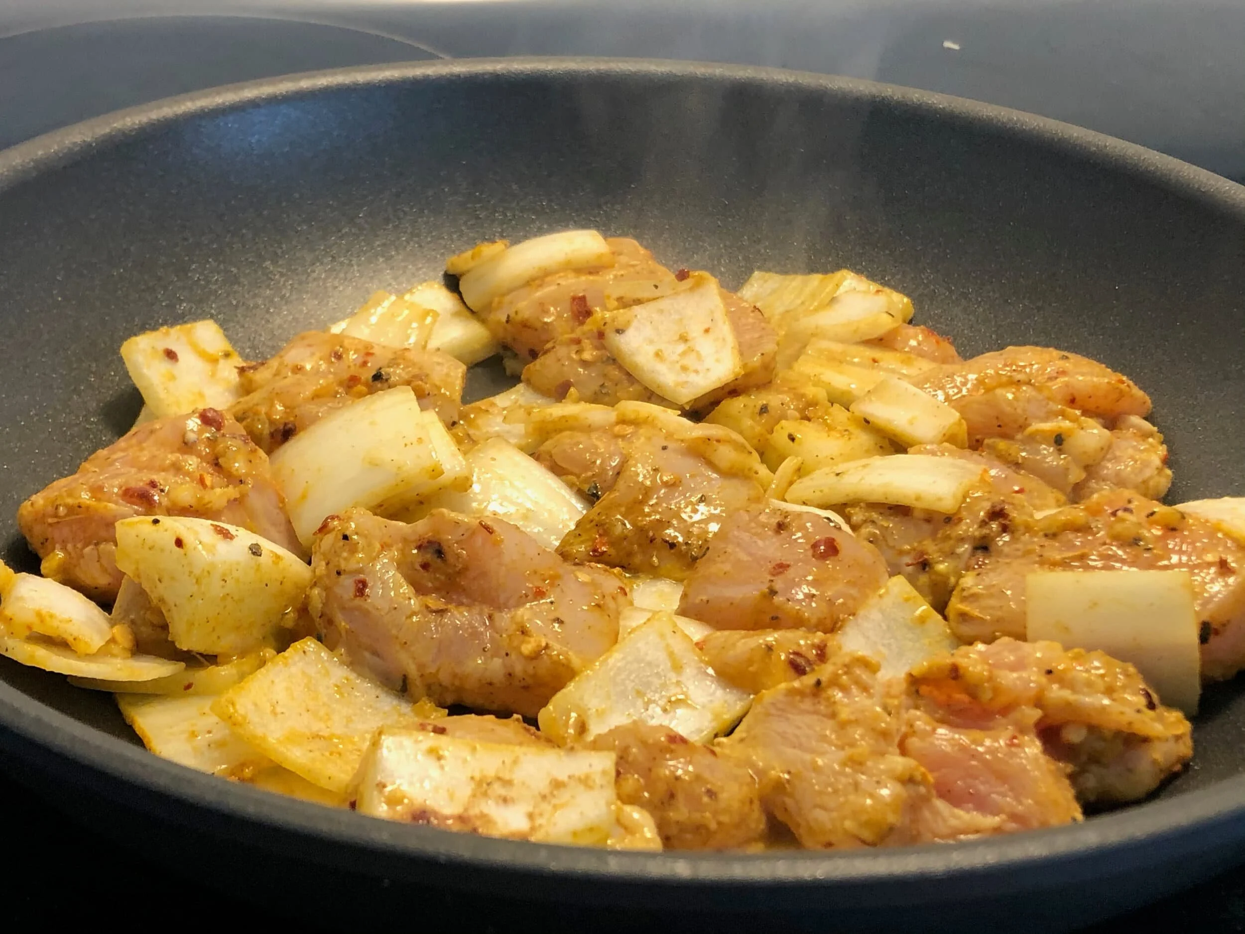shawarma chicken in a pan