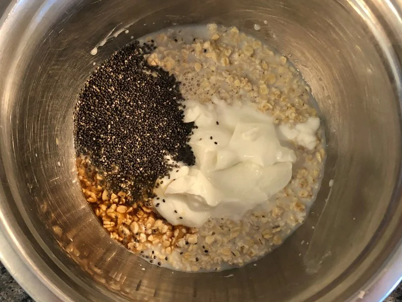 adding ingredients into a bowl