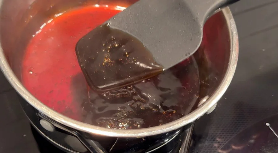 teriyaki sauce on a spatula