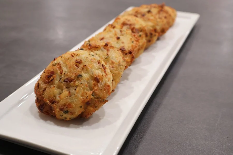 image of leftover rice fritters with cheese