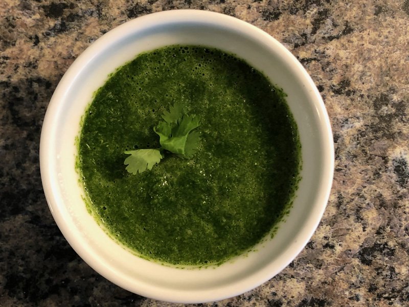 prepared cilantro mint chutney