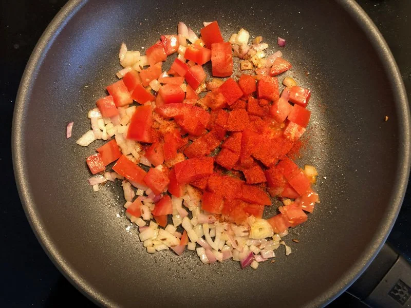 adding red chili powder