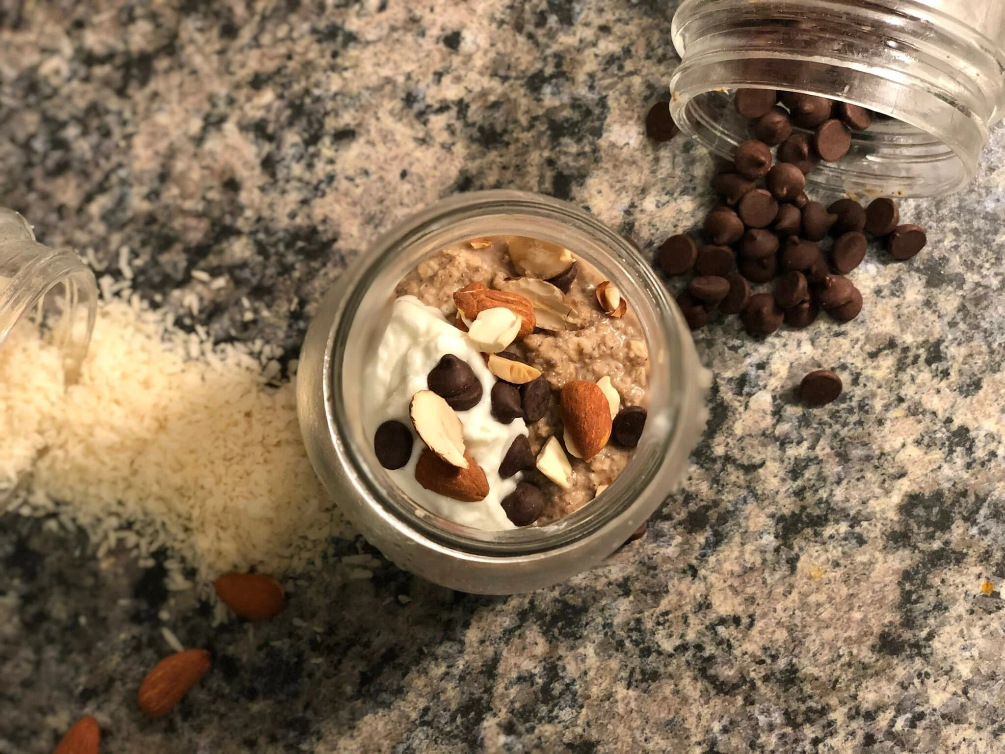 picture of coconut banana chocolate overnight oats