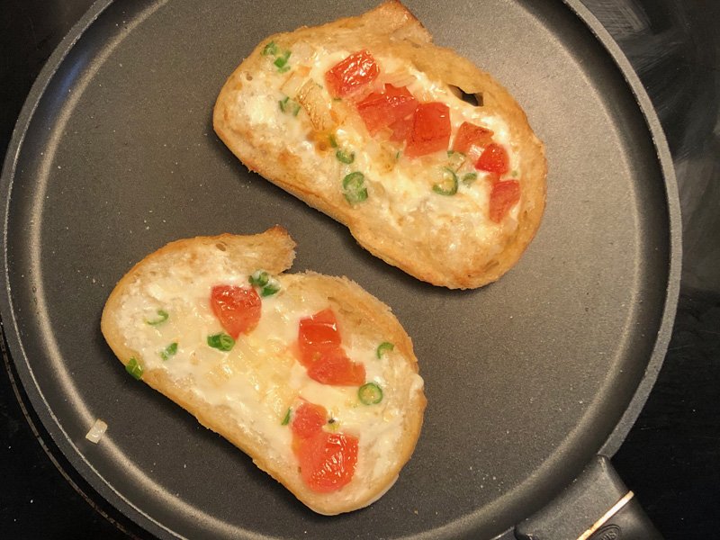 pan-fried toast on pan