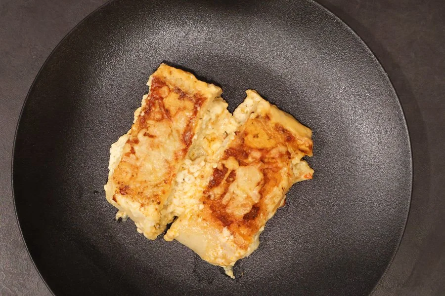 topdown view of strukli on a plate