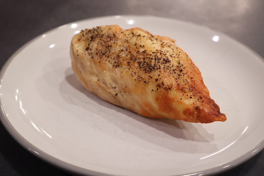 over-cooked air fried chicken breast