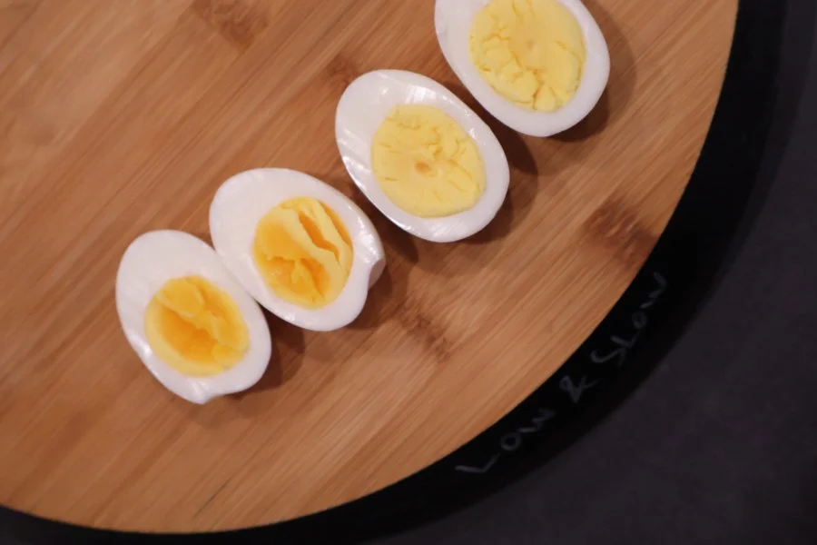 low and slow boiled eggs made in the air fryer