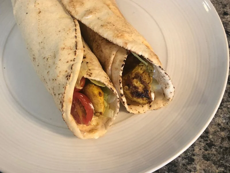 prepared chicken shawarma wrap